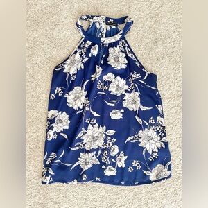 NWOT Papermoon Blue and White Floral Halter Top. Cute for Work